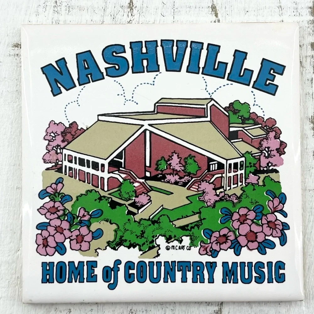 Vintage 3pc Memphis Nashville Tennessee America 5”x5” Ceramic Coaster/Decor Set